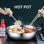 New Design Silver Kitchen Stock Pot Stainless Steel Shabu Shabu Induction Hot