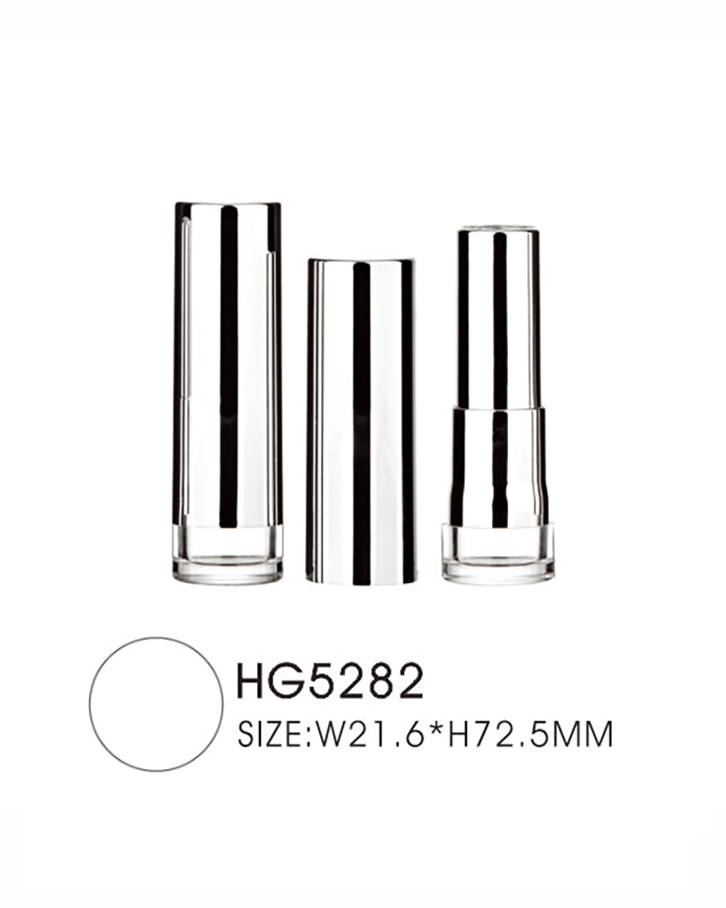 Round Empty Lipstick Case 12.1mm 12.7mm Inner Cup Clear Lipstick Tube