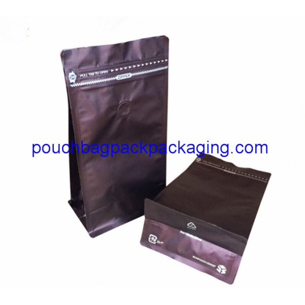 Block Bottom Coffee Bag With Front Zipper for 250g 500g 1kg packaging