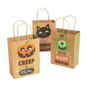 Wholesale Custom Print Brown Kraft Paper Halloween Party Candy Sweet Goodie Gift Bags With Logo from china suppliers