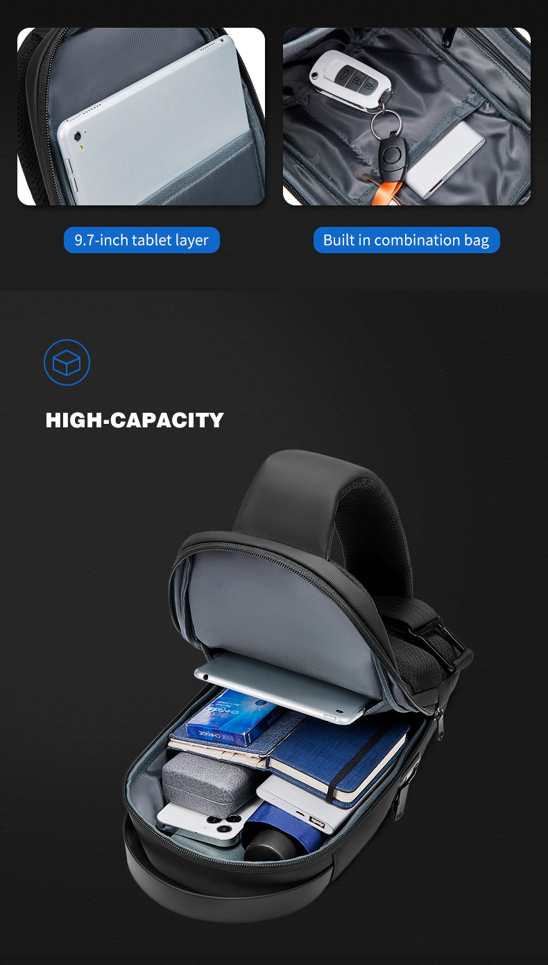 Factory new design hot sell bulk travel shoulder Chest bag korean crossbody custom men sling bag