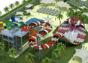 China 58M * 19M Custom Water Slides / Water Park Equipment Fiberglass Snake Style on sale