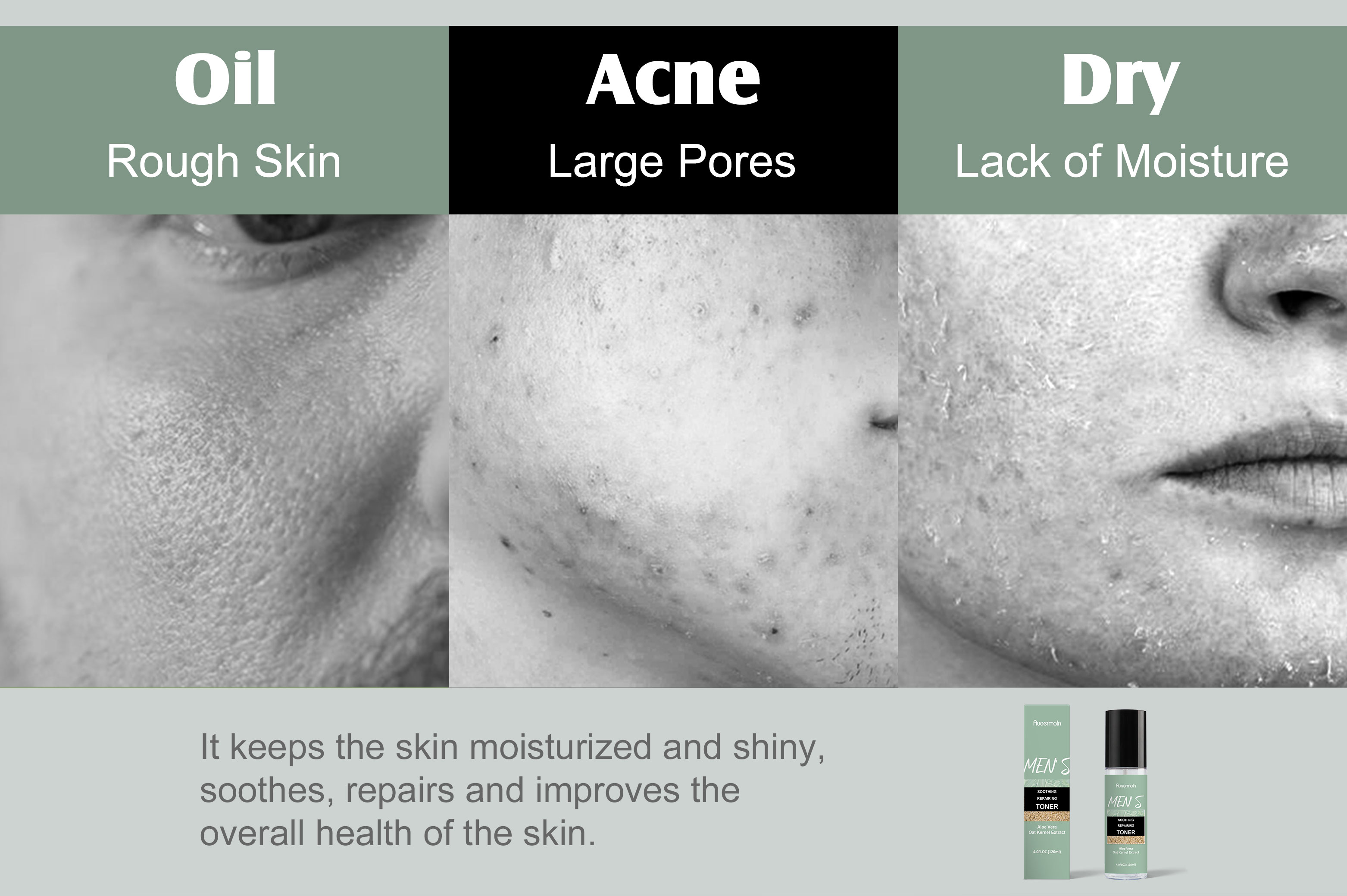 Private Label OEM/ODM Skin Care Facial Smoothing and Repairing Men's Face Toner for Men