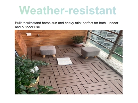 Durable Wood Plastic Composite Patio Deck Tiles Interlocking Resist Wear