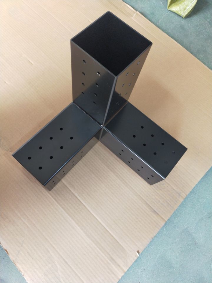 Black 4*4 6*6 Modular Size Metal Steel 3 Way Corner Pergola Bracket Wood Connectors Post Base Kits