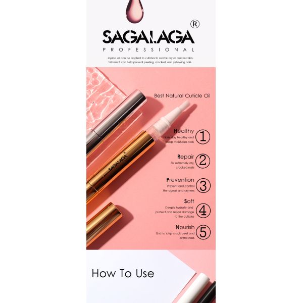 Healthy Formulate SAGALAGA Strengthen Moisturize Cuticle Oil Pen With Vitamin E Jojoba Oil Revitalize Cuticles and Nails