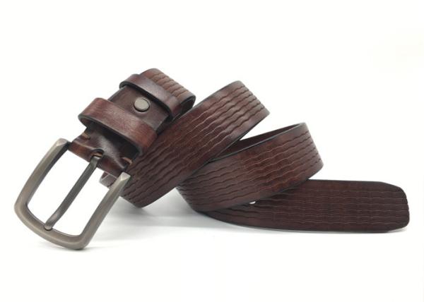 Men's Casual Leather Belt / 100% Soft Top Grain Genuine Leather Embossed Wavy