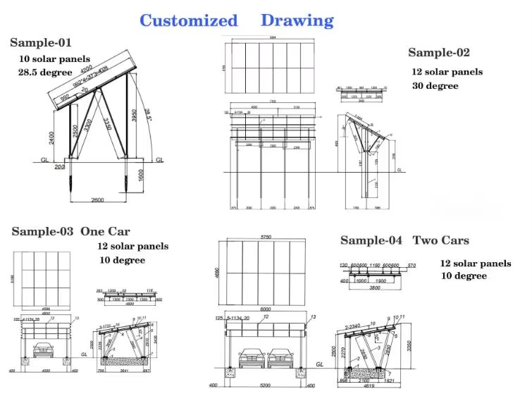Industrial Park Solar Panel Carport Structure Customized for Customer Requirements