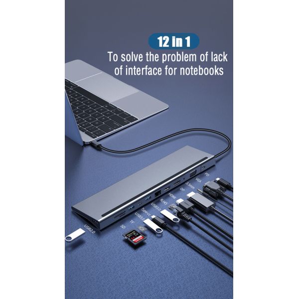 USB C Interface Multi-Function Type-C Dock With SD TF Adapter OEM/ODM Acceptcable