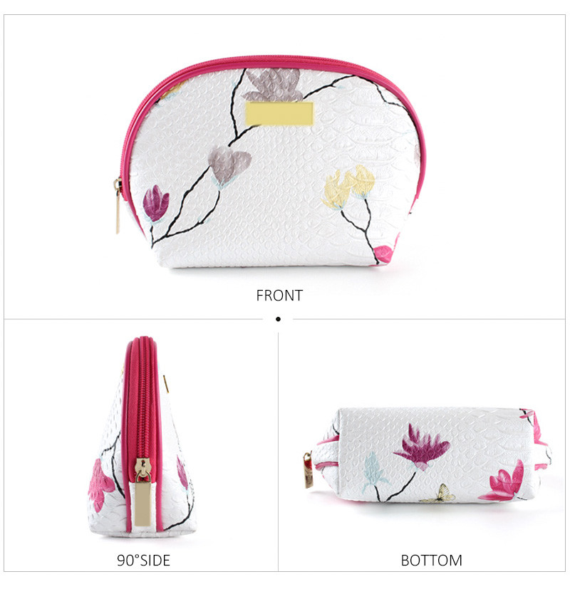 Floral Round Cylinder Bucket Travel Toiletry Bag