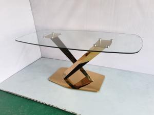 Wholesale Wedding imported gold metal base mirrored glass top dining table with crystal from china suppliers