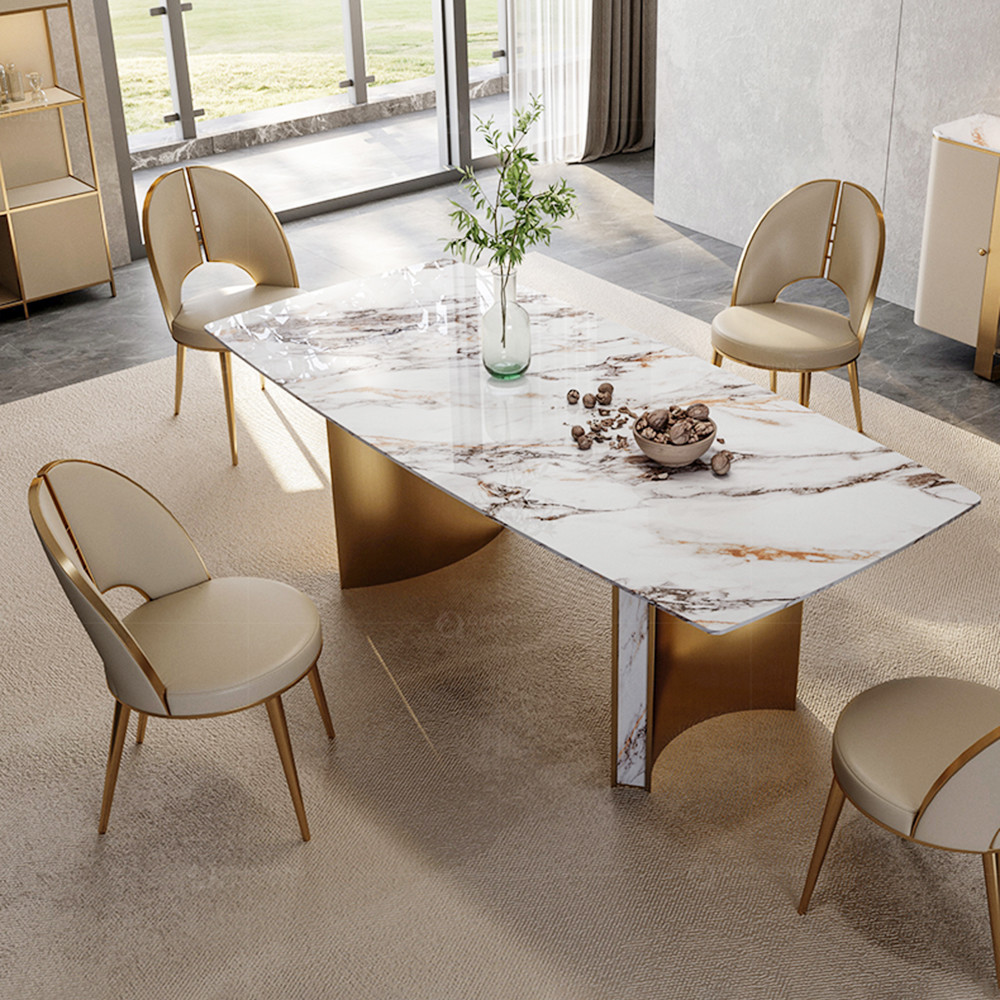 White pu leather ss furniture dining room modern dinner chairs