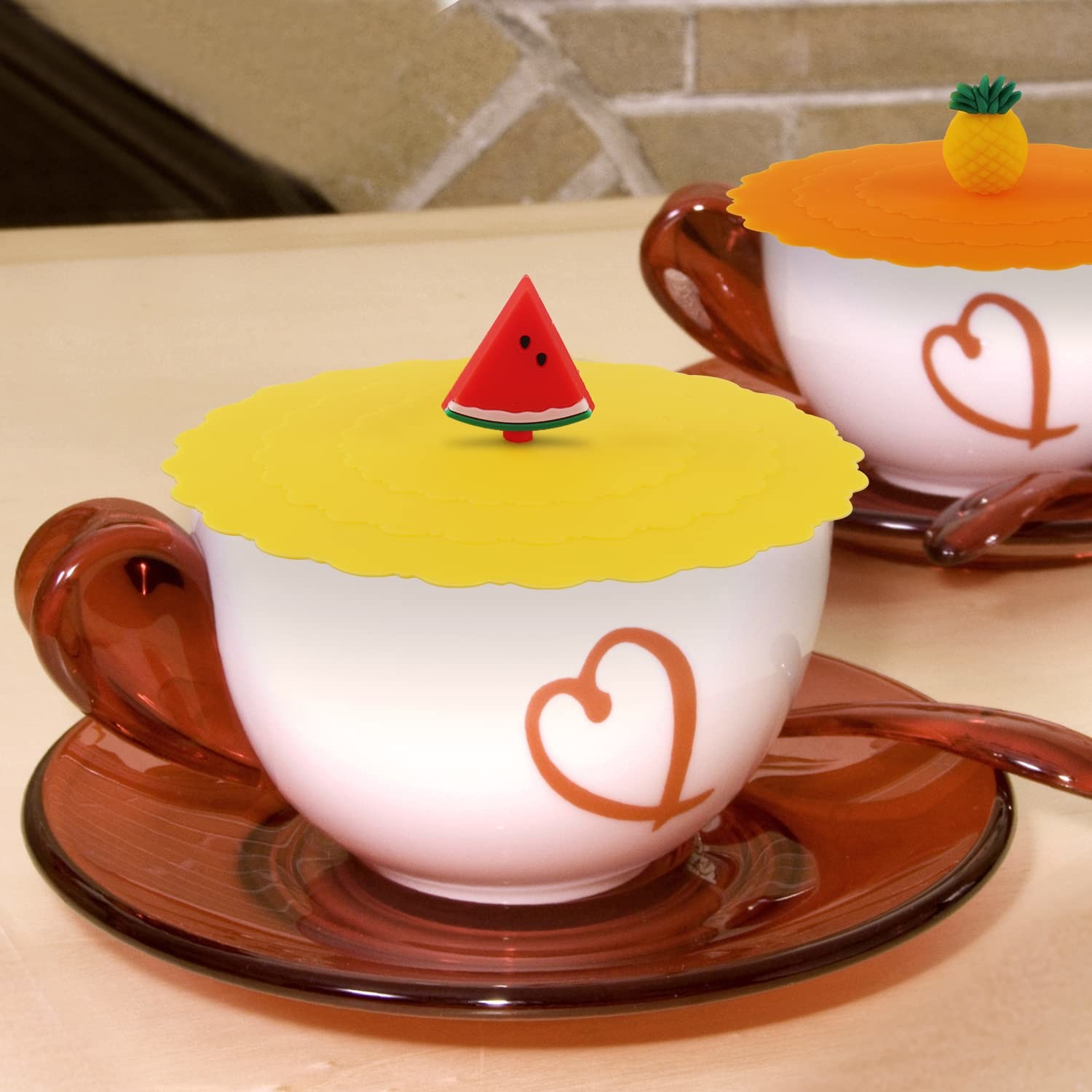 Silicone Mug Lid Cover, Colorful Anti-Dust Silicone Mug Cover Cute Reusable Silicone Lids For Cups Mug Beer Glass Indoor