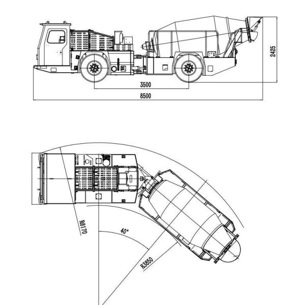 Underground Concrete Mixer Truck Tunnel Concrete Mixing Truck