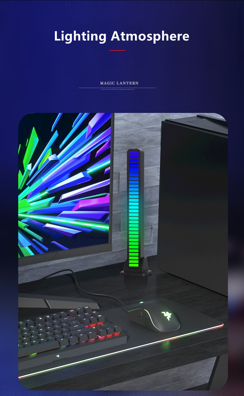 New Arrival Smart Music Pickup Rhythm Light Rechargeable RGB Sound-Activated Ambient lamp With APP control for Car Par