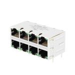 LPJM49029AWNL 2.5/5/10G Base-T 2x4 Port Magnetics RJ45 Jack Green/Green Led