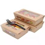 Rectangle Food Grade 29oz Disposable Paper Bowls Take Away Paper Salad Boxes