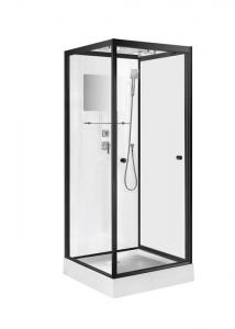 Wholesale Pivot Door Square 4mm Tempered Clear Glass Shower Cabin With white Acrylic Tray from china suppliers