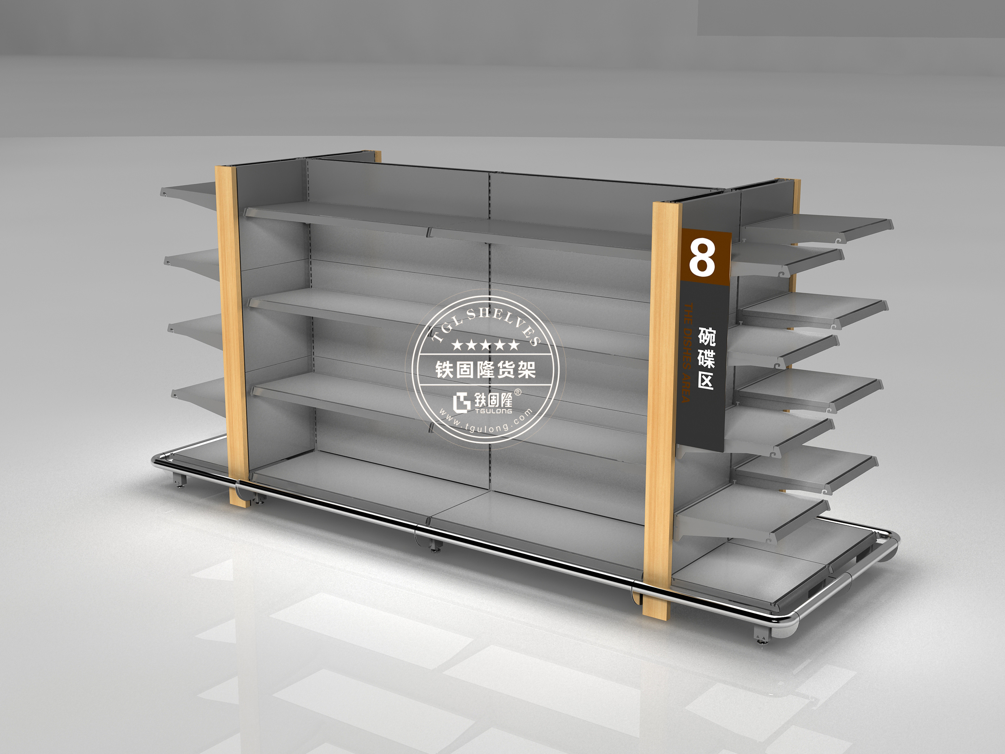 Aluminum Alloy 6063 Supermarket Shelf Rack Super Market Racks Systems Rust Resistant