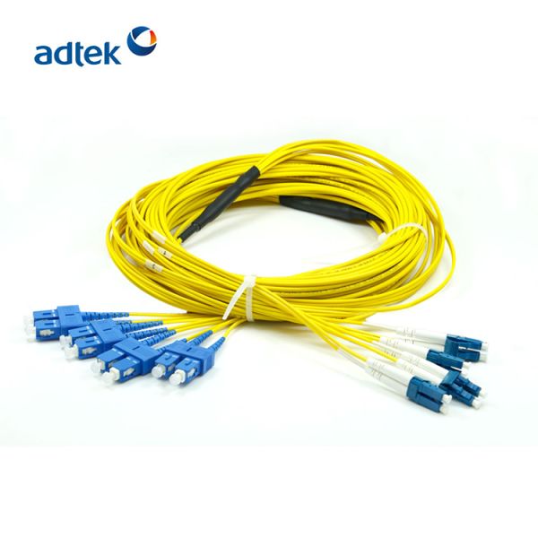 LC/UPC-SC/UPC Duplex 8 Fiber Single Mode Cable PVC / LSZH Pre Terminated Fiber Optic Cable