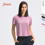 Loose Fit Yoga Short Sleeve Crew Neck T Shirts Breathable Gym Fitness Top