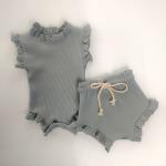 Stock and Custom Wholesale 100% Cotton Baby Clothing Set Summer Baby 3pcs Set