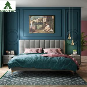 Wholesale Custom Size Wooden Double Bed Queen Platform King Size Fabric Bed Hotel Bedroom Furniture from china suppliers