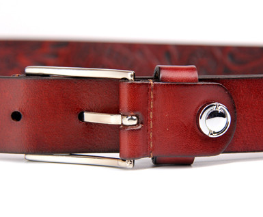 Ladies Genuine Leather Belt Floral Embossed Classic Retro Pattern Wide 2.8cm