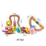 Rattle Soother 11.6cm Wooden Teething Toy Wooden Rattle Teether Food Grade