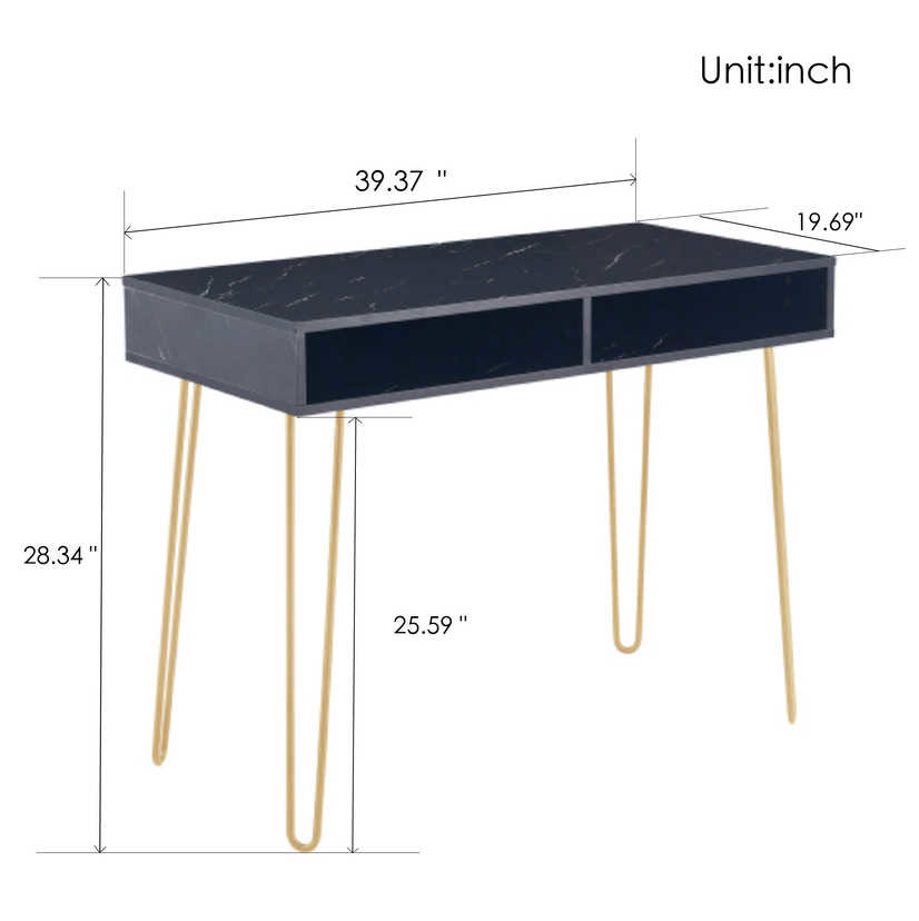 31.5inches Height Marble MDF Top Console End Table / Thin Long Side Table