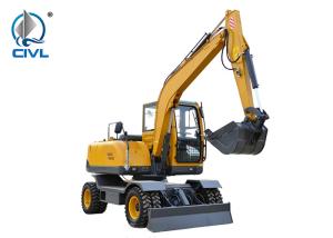 Wholesale 6000kg Wheeled Excavator / Mini Tire Excavators / Wood Grabber New Compact Excavators 55kw Engine Excavator Color Option from china suppliers