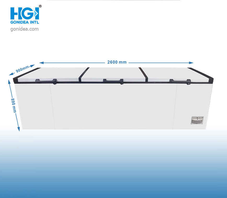 Three Door Commercial Deep Chest Freezer 1380 Litre Removable Basket