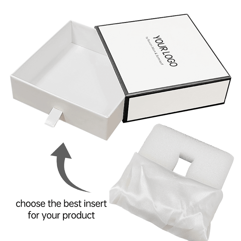 Varnished Satin Lined Rigid Cardboard Sliding Drawer Gift Boxes for Cosmetic Packaging