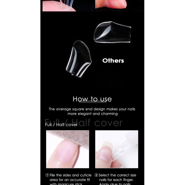 MSDS Certified Clear Refill Coffin Nails Stiletto Soft Gel Nail Tip Short Almond X Nail Extension Tips Full Cover in 500pcs Pink Box Packaging