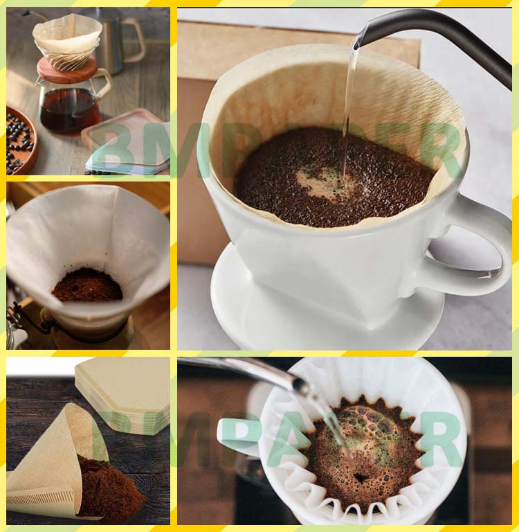 50gsm Natural White Brown Coffee Filter Paper Sheet For Drip Coffee Maker