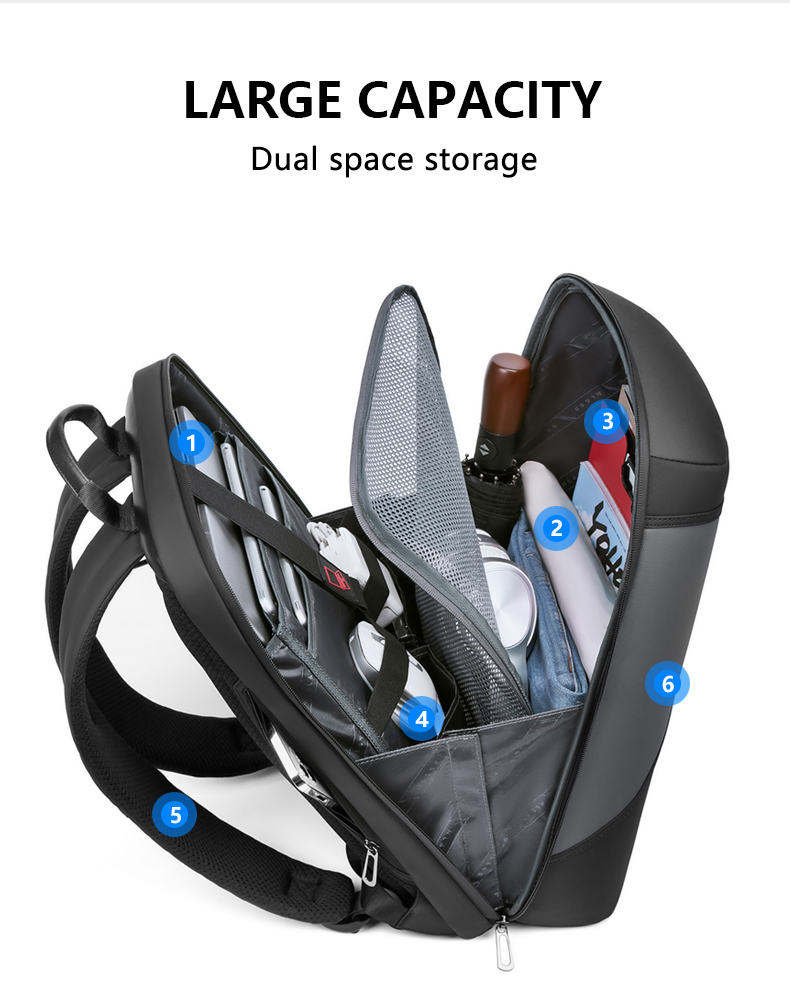 Polyester Black Anti Theft Waterproof Travel Laptop Backpack 20Litre