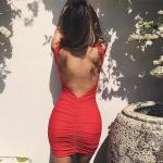 Sexy Pleated Dress Night Party Wrap Dresses Open Back Sleeveless Luxury Summer