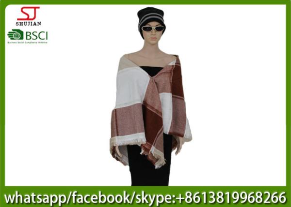 250g 140*140cm100%Acrylic woven jacquard plaid mixed color poncho Hot sale high