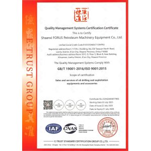 Shaanxi FORUS Petroleum Machinery Equipment Co., Ltd Certifications