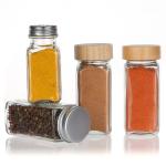 Kitchen Household Square Storage Jars 4oz Seasoning Bottle Glass Spice Jar With