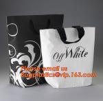 Quality assured custom logo black ribbon handle luxury paper shopping bag, White