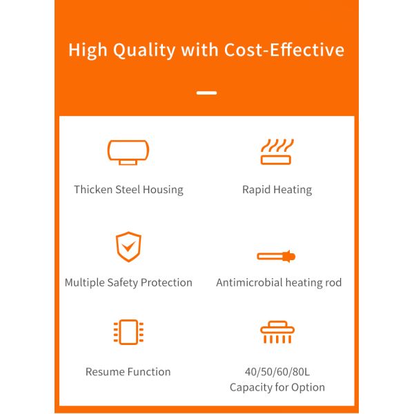 40L/50L/60L/80L 2000W Electric Bathroom Hot Storage Water Heater Plastic for Shower 1 Piece Touch Button Wall Mounted IPX4 220