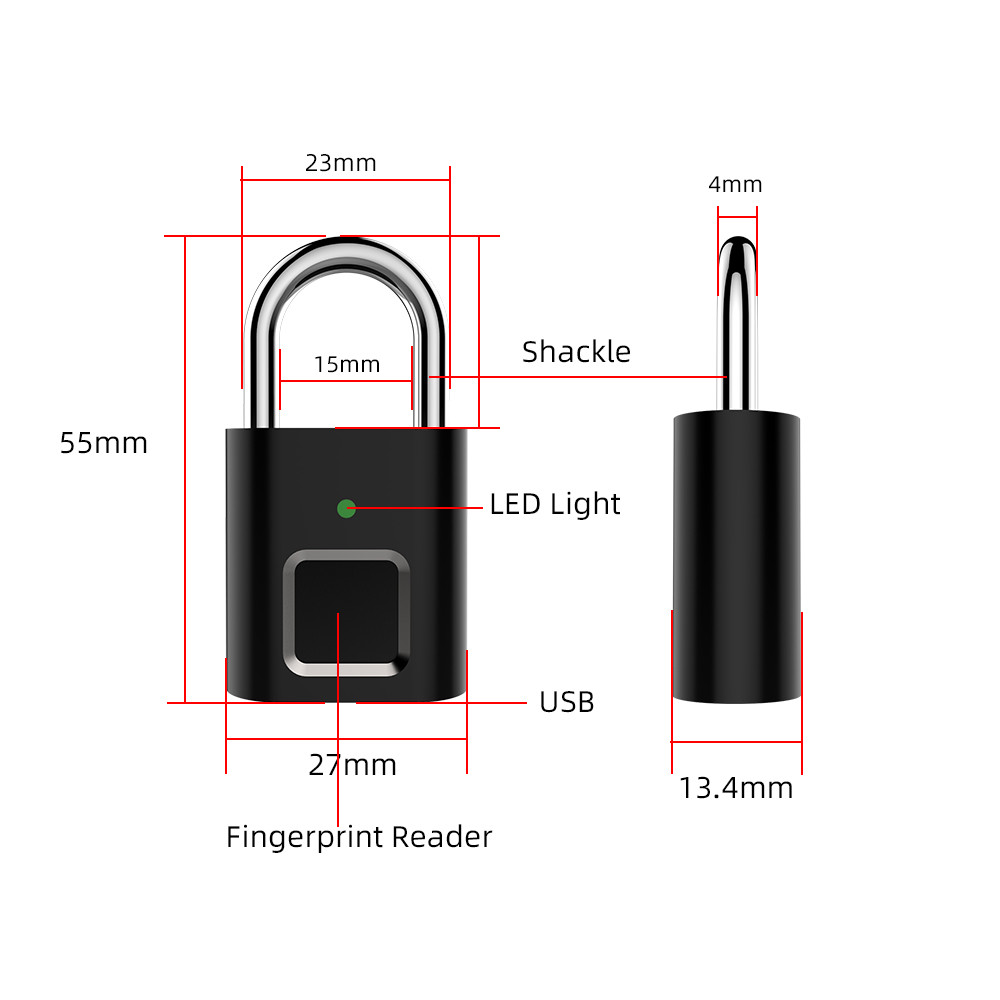 L34 Fingerprint USB Charge Anti Theft Touch Lock NO Key Unlock