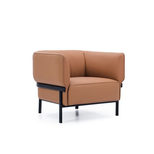 Brown Living Room Leather Rectangle Sectional Sofa Office Sofa Set