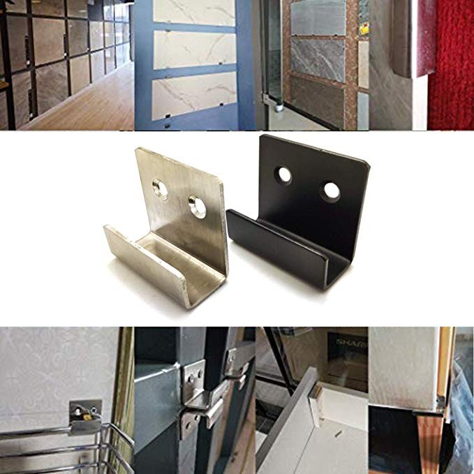40x35mm Stainless Steel U-shaped Tile Bracket Wall Hook for Wall Display Black Silver