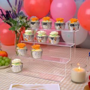 Wholesale 12x1.8x9in 4 Steps Acrylic Cupcake Stand For Supermarket from china suppliers