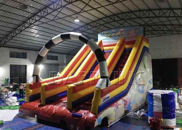 0.55mm Pvc Material Giant Kids / Adult Inflatable Slide Commercial Fire