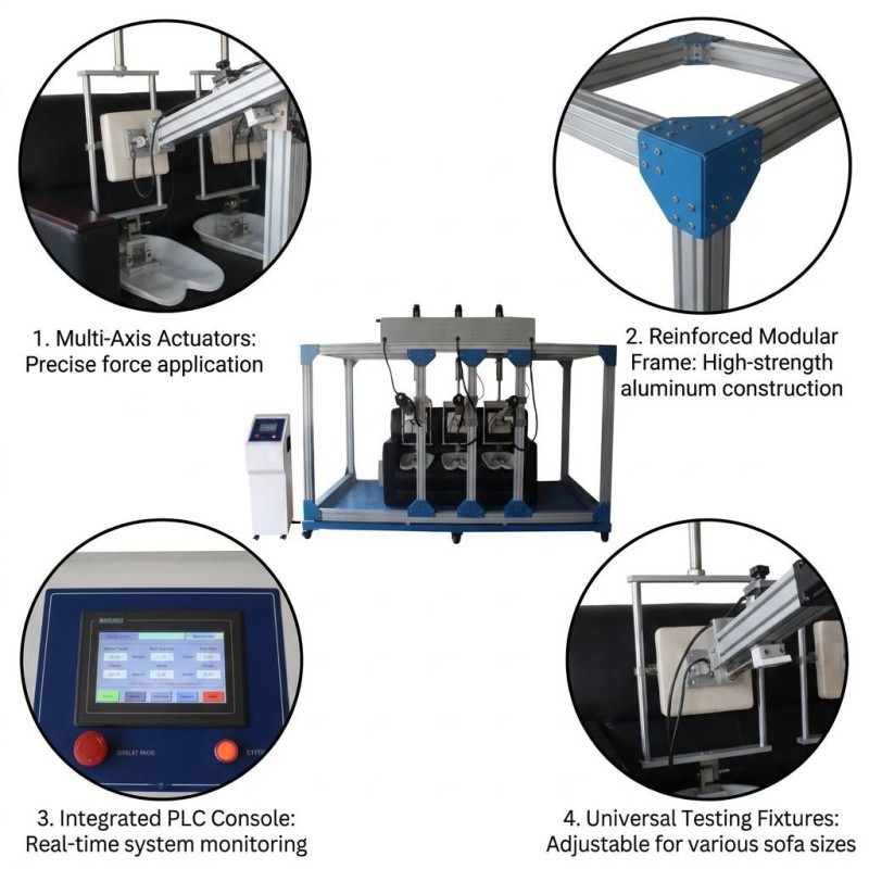 Factory Multi-station Sofa Integrated Fatigue Tester Computer Control Three-seat Sofa Cycle Life Test Equipment