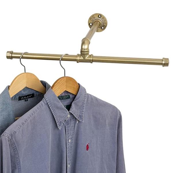 Wall Mounted Pipe Clothing Rack 20-Inch Industrial T-Bar Metal Hanging Clothes