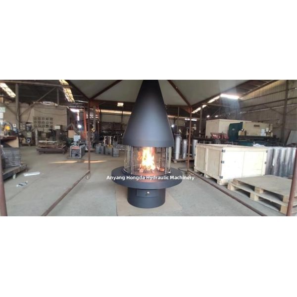 Indoor Decorative Ceiling Mounted Wood Burning Suspended and Rotating Fireplace